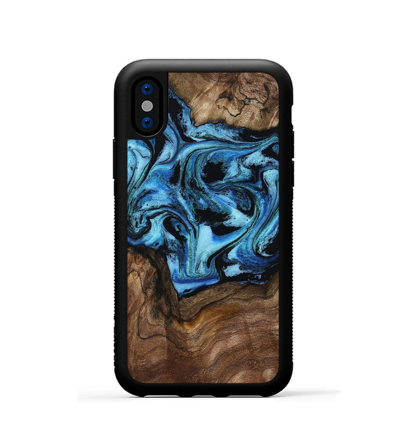 iPhone Xs Wood Phone Case - Miriam (Blue, 802349)