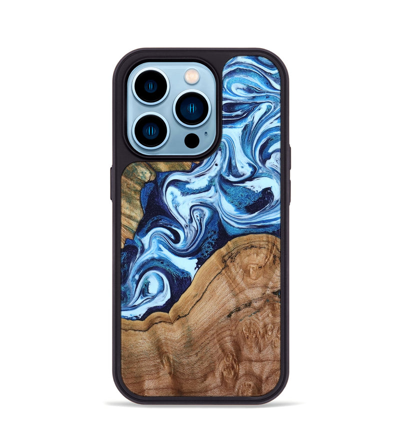 iPhone 14 Pro Wood Phone Case - Wade (Blue, 802350)