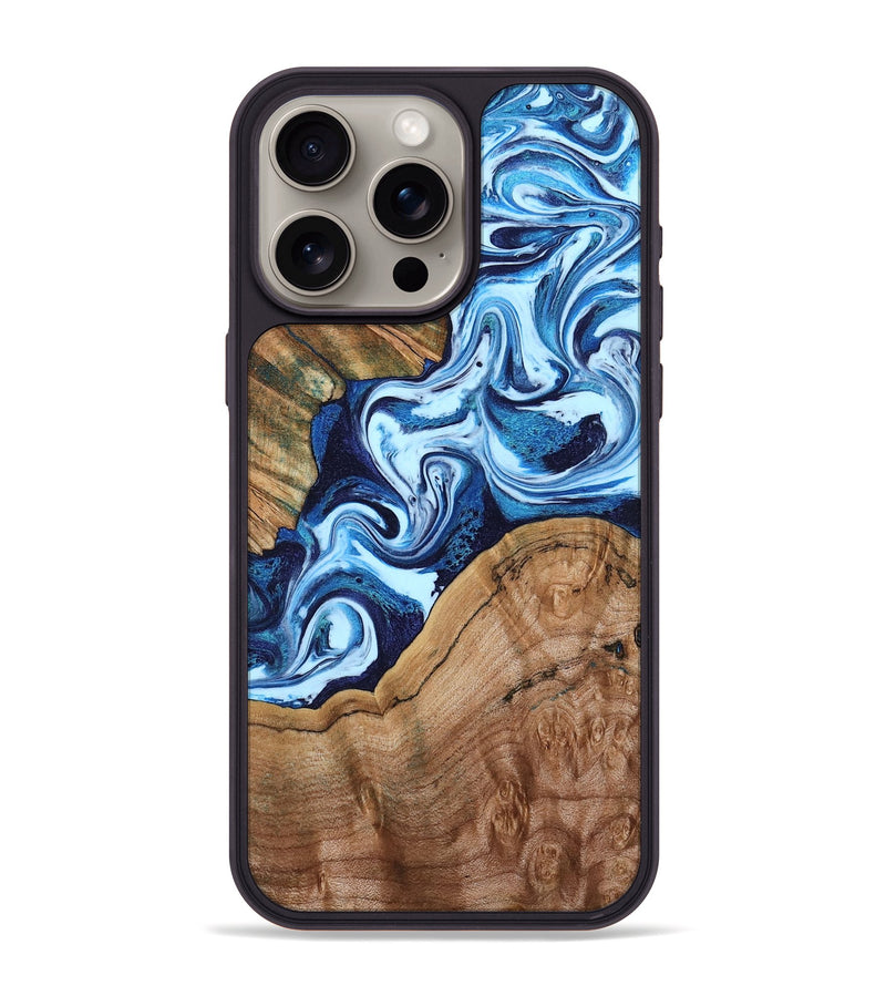 iPhone 15 Pro Max Wood Phone Case - Wade (Blue, 802350)