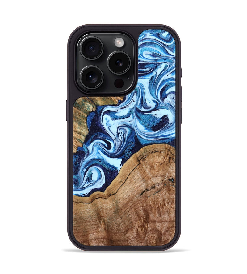 iPhone 15 Pro Wood Phone Case - Wade (Blue, 802350)