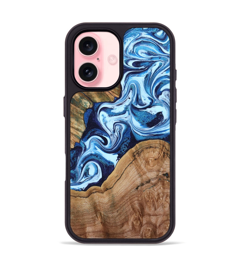 iPhone 16 Wood Phone Case - Wade (Blue, 802350)