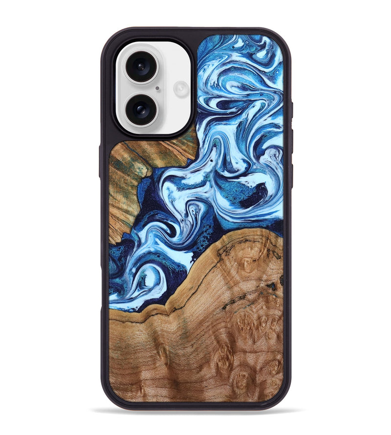 iPhone 16 Plus Wood Phone Case - Wade (Blue, 802350)