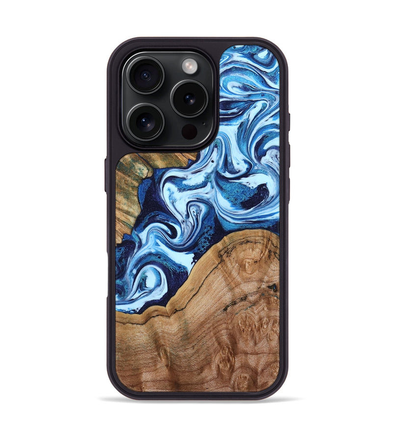 iPhone 16 Pro Wood Phone Case - Wade (Blue, 802350)