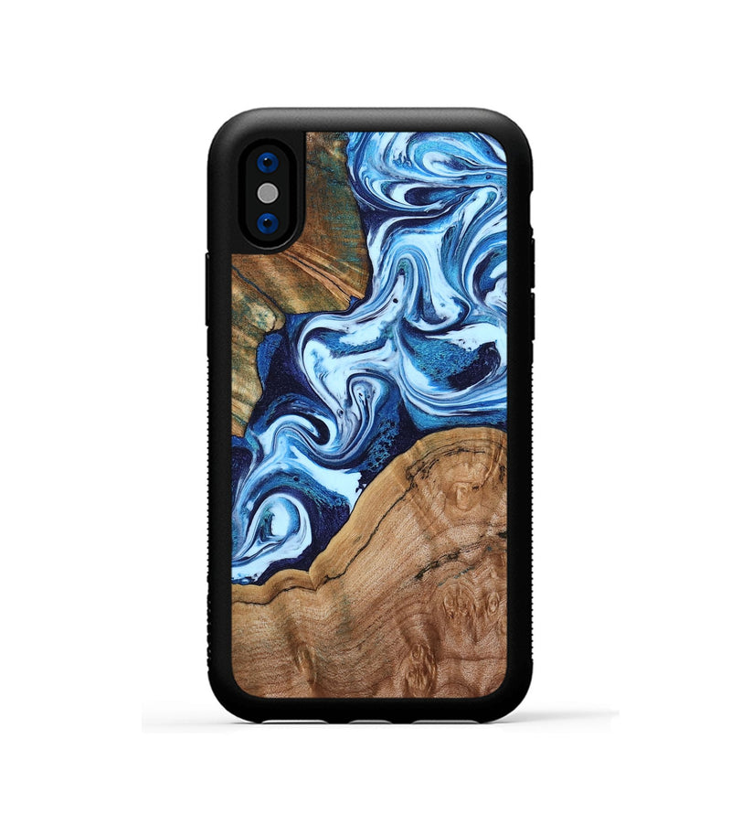 iPhone Xs Wood Phone Case - Wade (Blue, 802350)