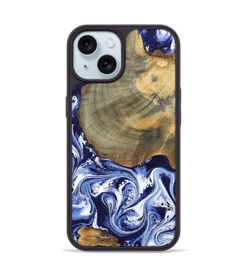 iPhone 15 Wood Phone Case - Isabel (Blue, 802351)