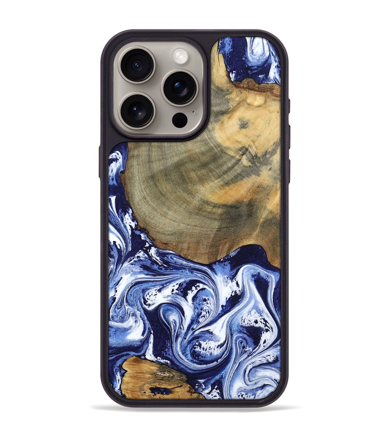 iPhone 15 Pro Max Wood Phone Case - Isabel (Blue, 802351)