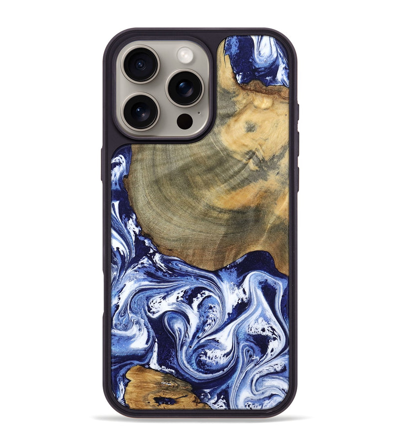 iPhone 16 Pro Max Wood Phone Case - Isabel (Blue, 802351)