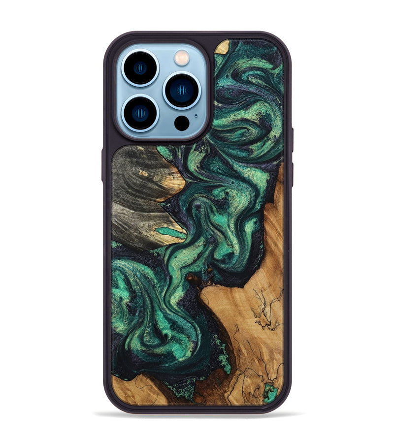 iPhone 14 Pro Max Wood Phone Case - Elyse (Green, 802352)