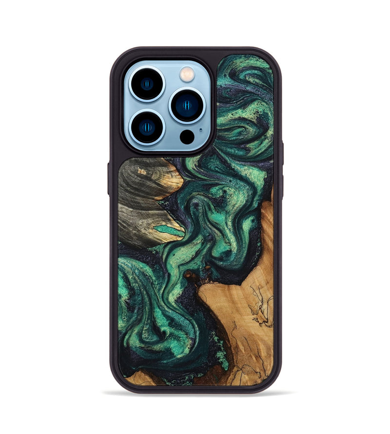 iPhone 14 Pro Wood Phone Case - Elyse (Green, 802352)