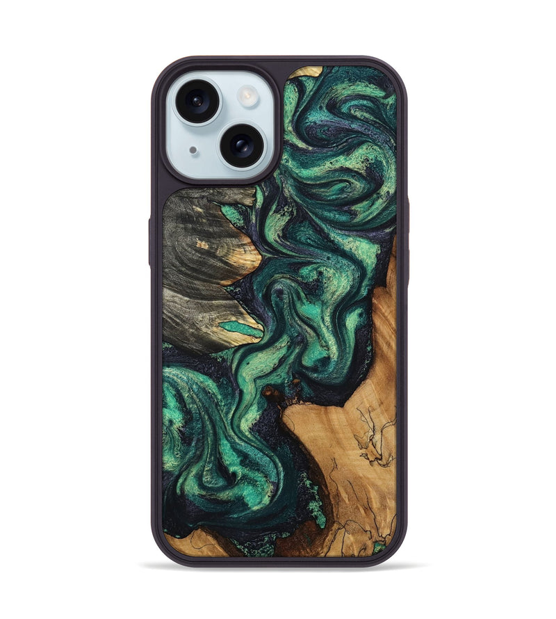 iPhone 15 Wood Phone Case - Elyse (Green, 802352)