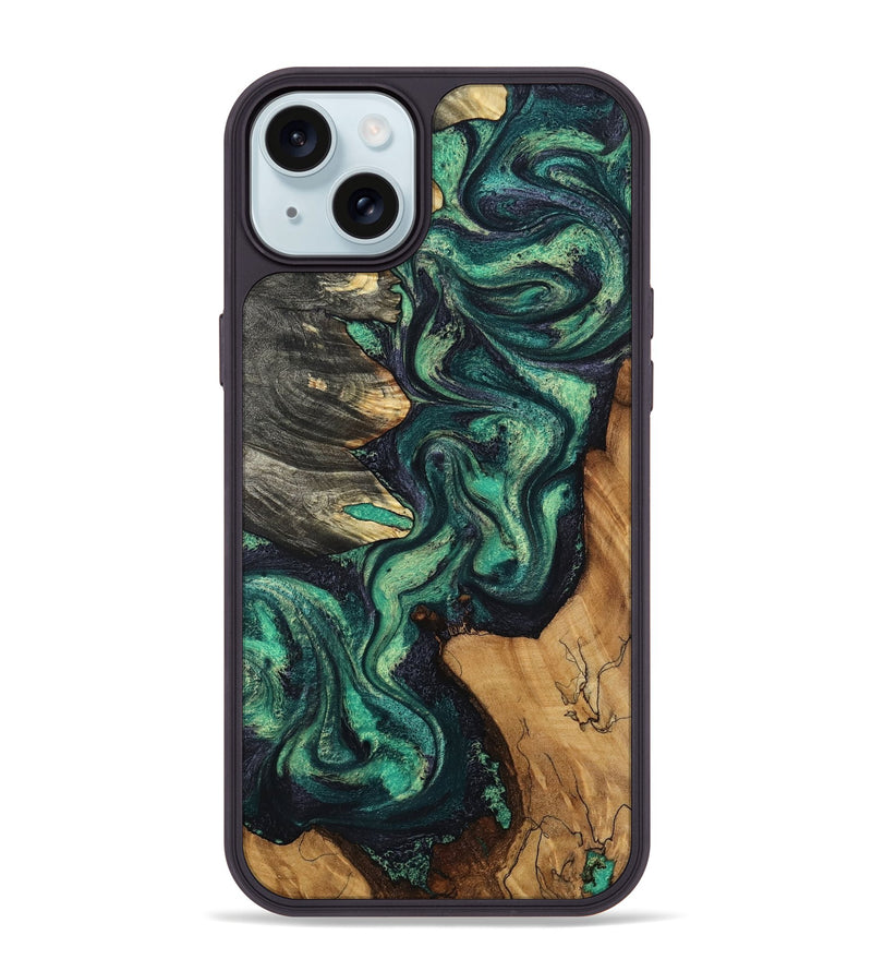 iPhone 15 Plus Wood Phone Case - Elyse (Green, 802352)
