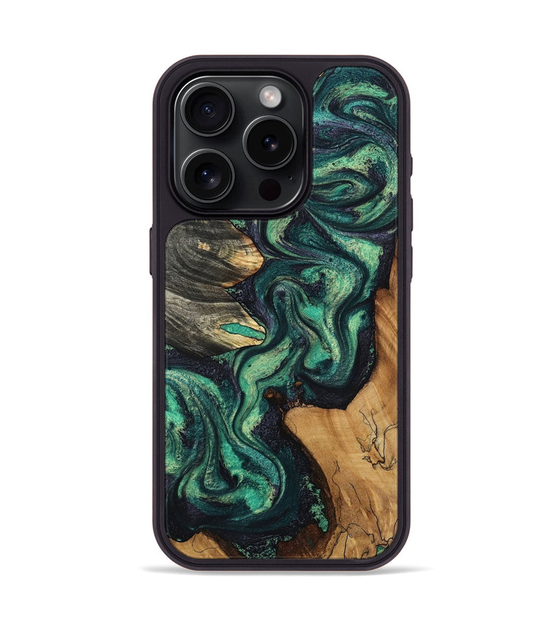 iPhone 15 Pro Wood Phone Case - Elyse (Green, 802352)
