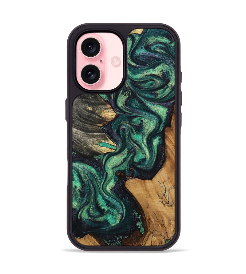 iPhone 16 Wood Phone Case - Elyse (Green, 802352)