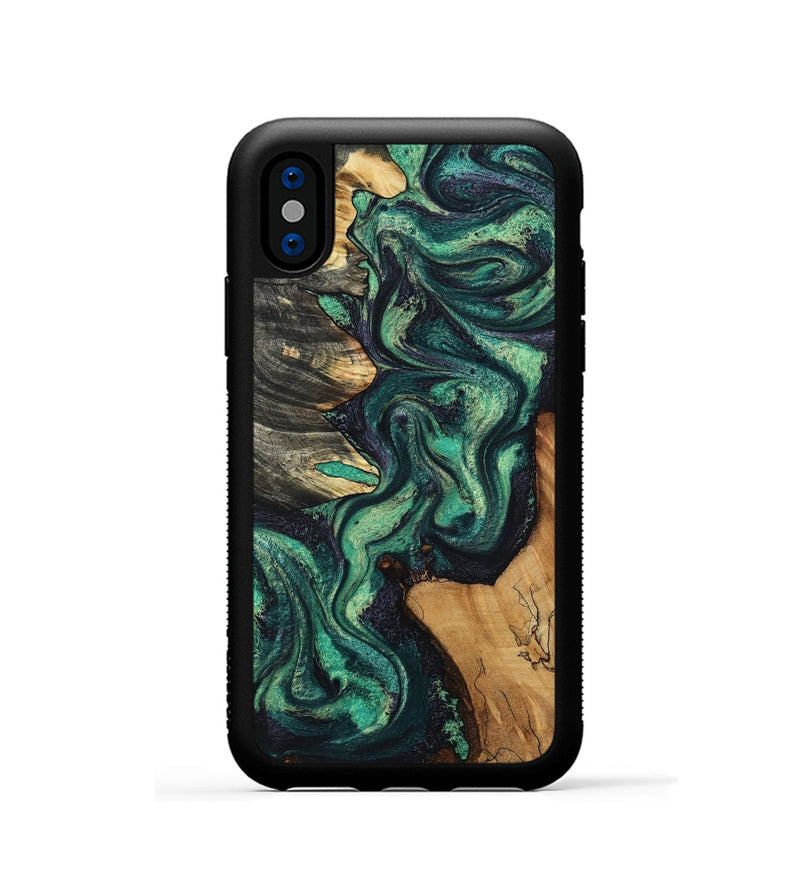 iPhone Xs Wood Phone Case - Elyse (Green, 802352)