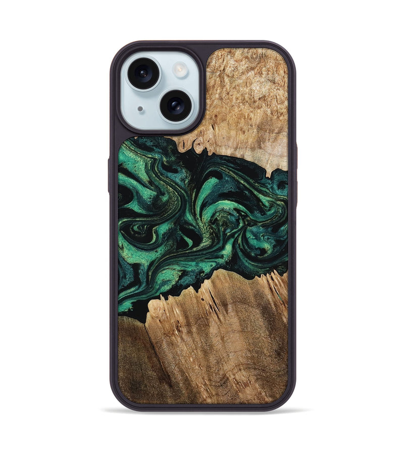 iPhone 15 Wood Phone Case - Kaylah (Green, 802353)
