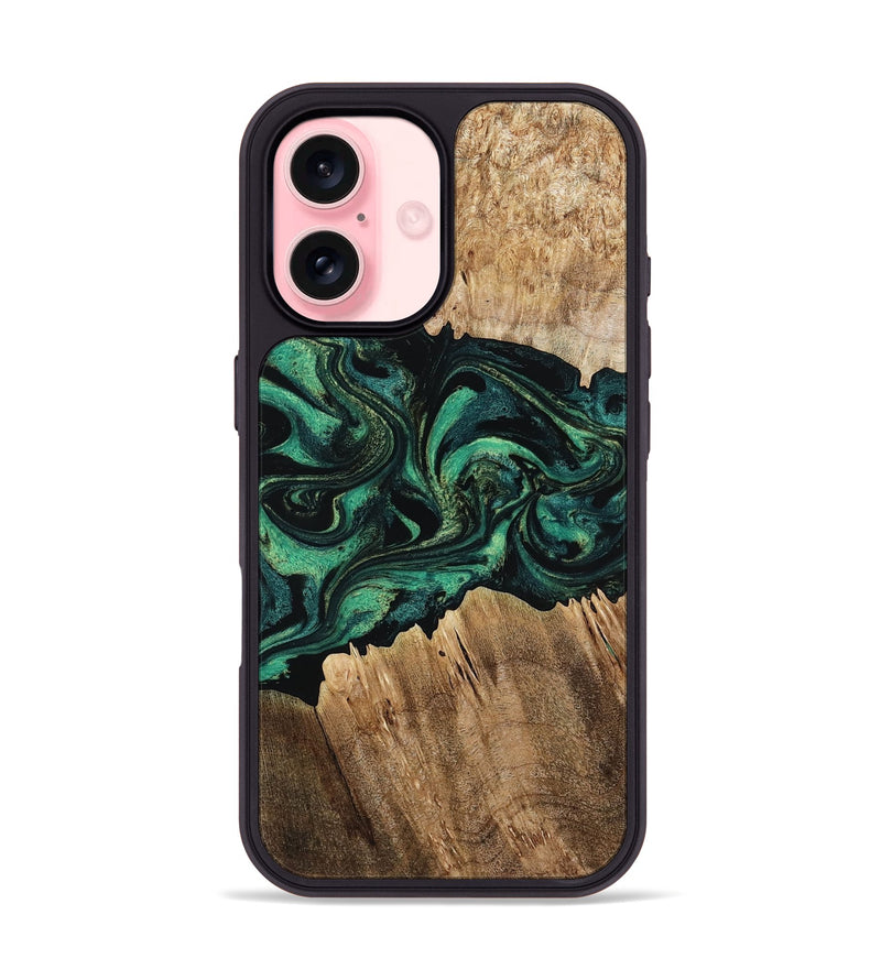 iPhone 16 Wood Phone Case - Kaylah (Green, 802353)