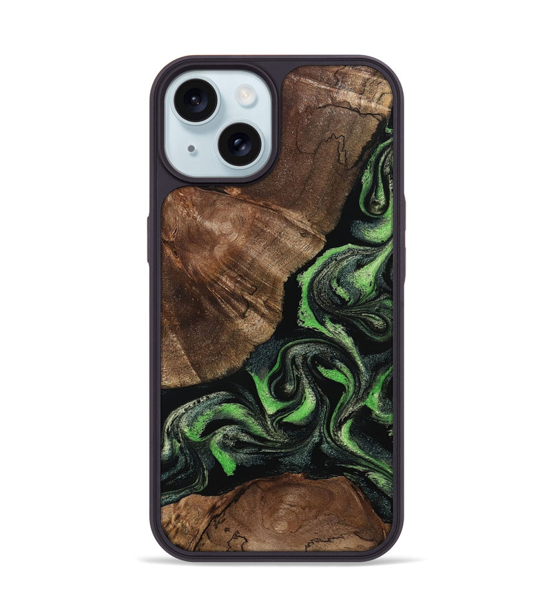 iPhone 15 Wood Phone Case - Kellan (Green, 802356)