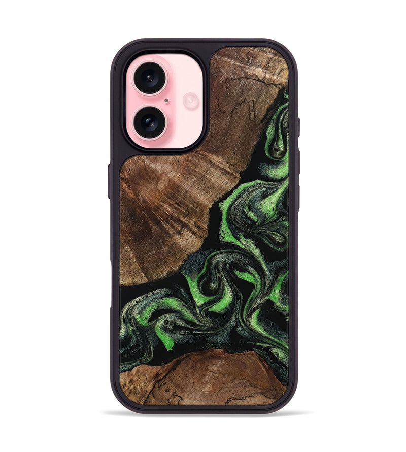 iPhone 16 Wood Phone Case - Kellan (Green, 802356)