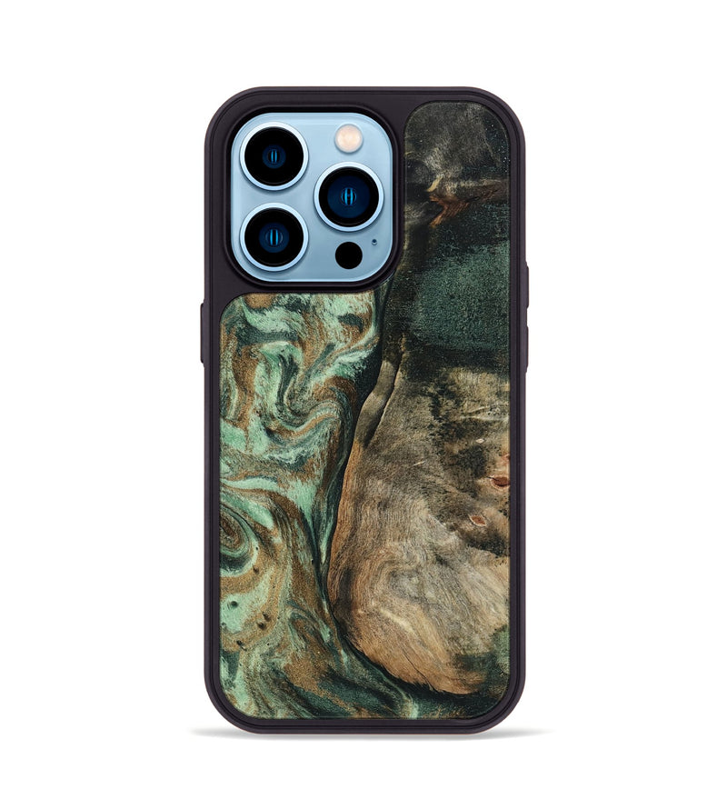 iPhone 14 Pro Wood Phone Case - Andrew (Green, 802357)
