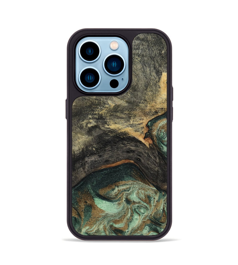 iPhone 14 Pro Wood Phone Case - Ursula (Green, 802358)