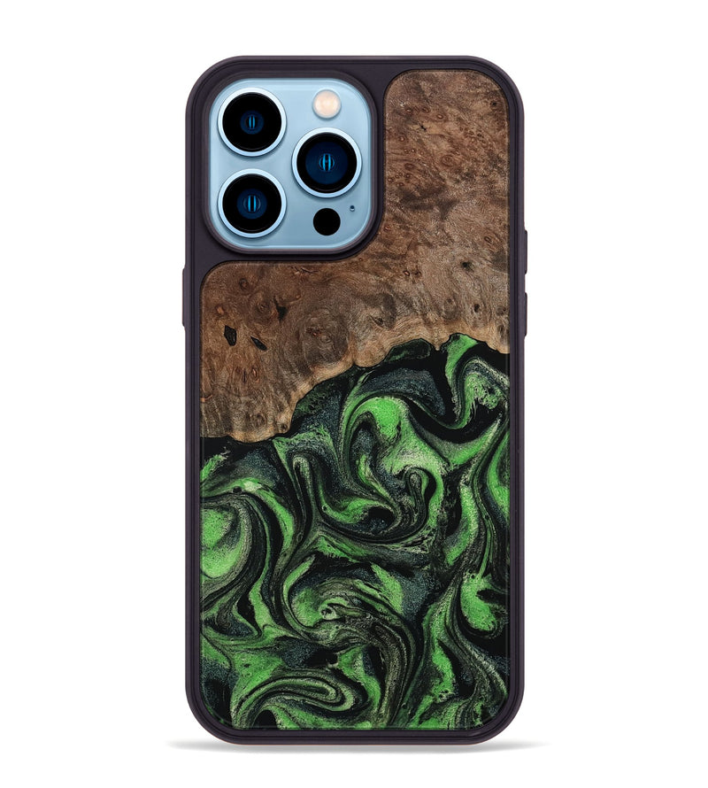 iPhone 14 Pro Max Wood Phone Case - Dorthy (Green, 802359)