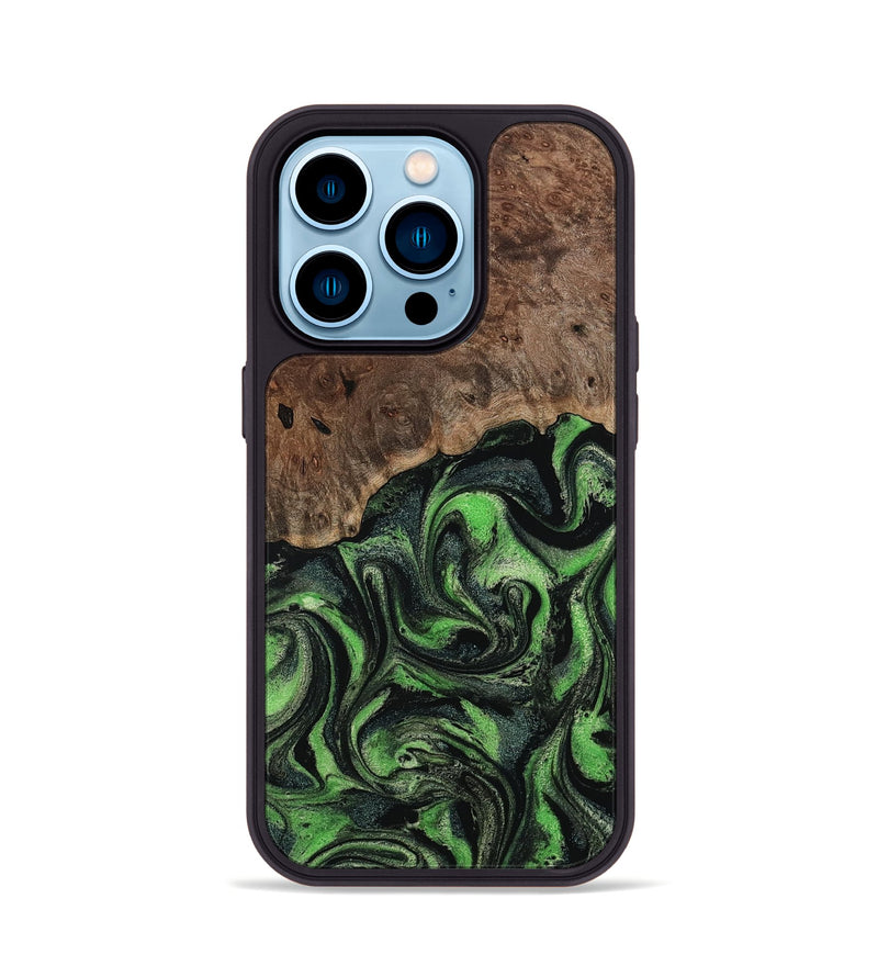 iPhone 14 Pro Wood Phone Case - Dorthy (Green, 802359)