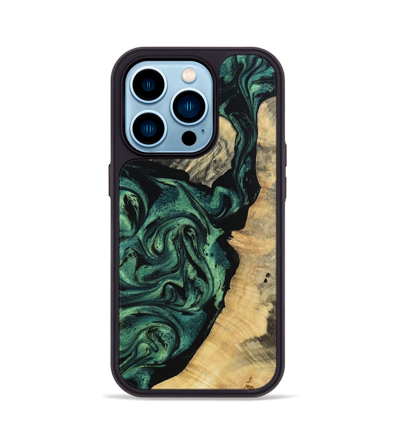 iPhone 14 Pro Wood Phone Case - Taft (Green, 802360)