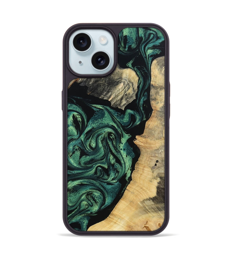 iPhone 15 Wood Phone Case - Taft (Green, 802360)