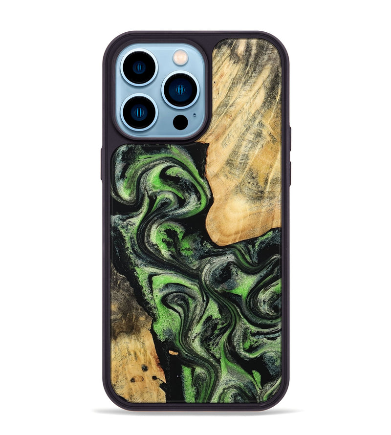 iPhone 14 Pro Max Wood Phone Case - Emilee (Green, 802362)