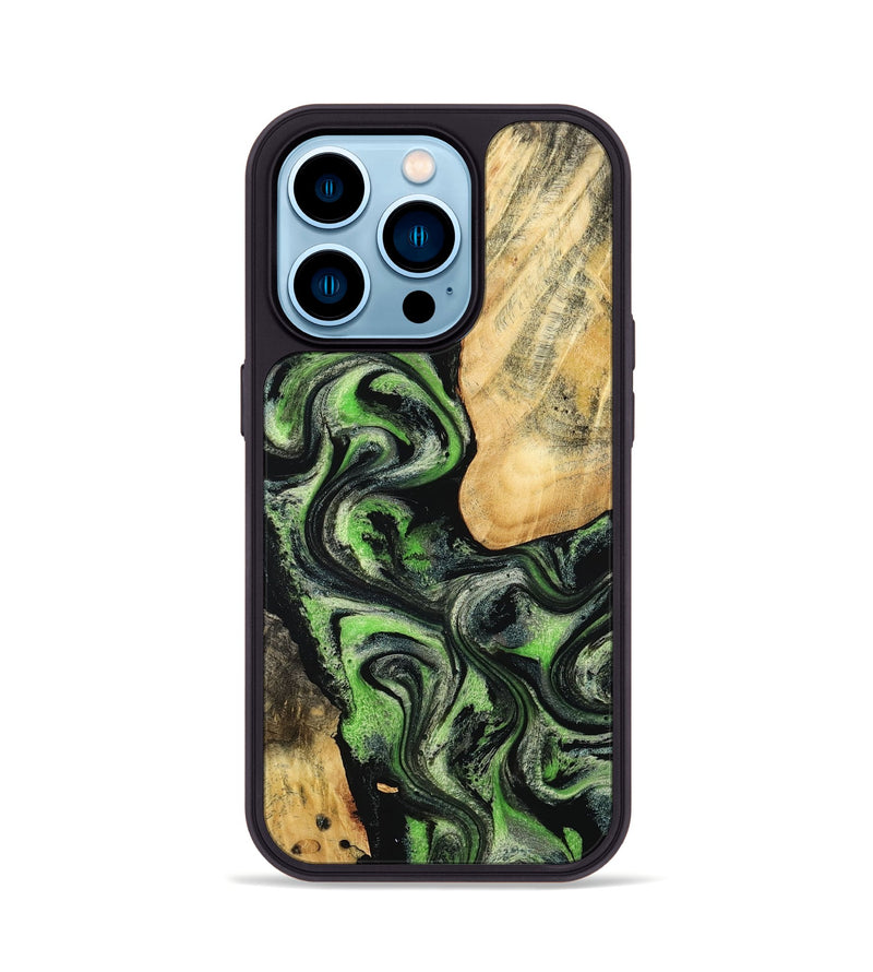 iPhone 14 Pro Wood Phone Case - Emilee (Green, 802362)
