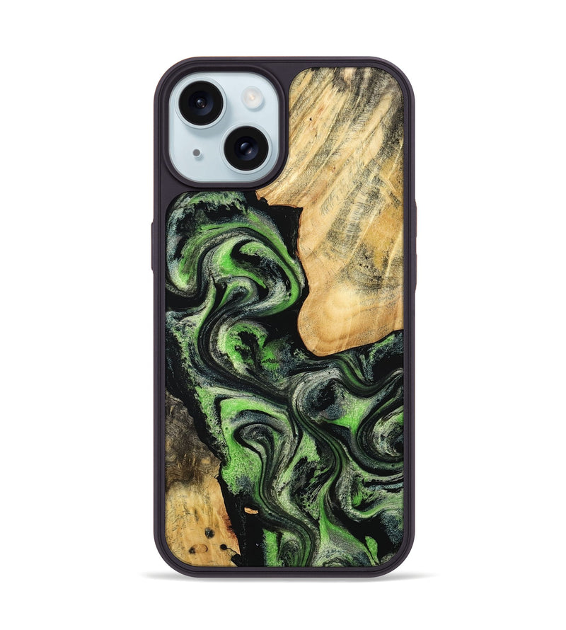 iPhone 15 Wood Phone Case - Emilee (Green, 802362)