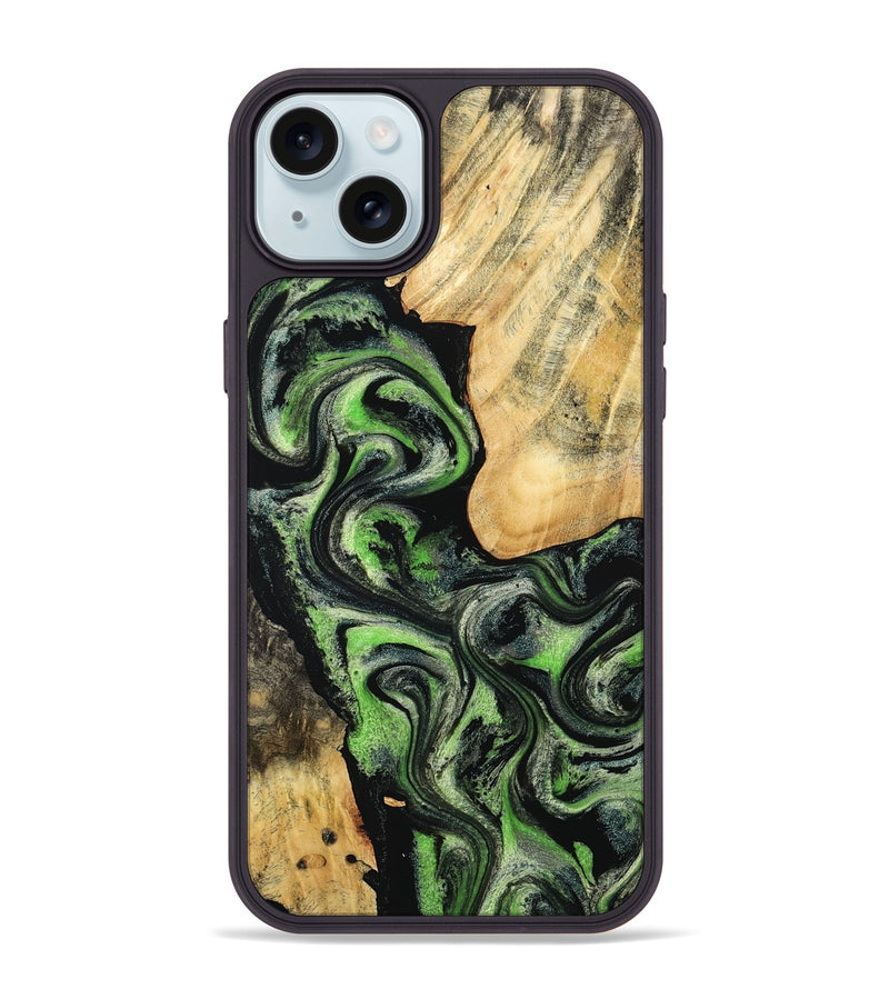 iPhone 15 Plus Wood Phone Case - Emilee (Green, 802362)