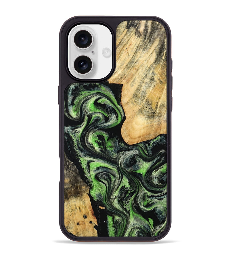 iPhone 16 Plus Wood Phone Case - Emilee (Green, 802362)