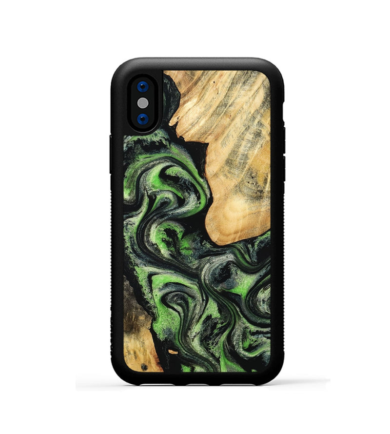 iPhone Xs Wood Phone Case - Emilee (Green, 802362)