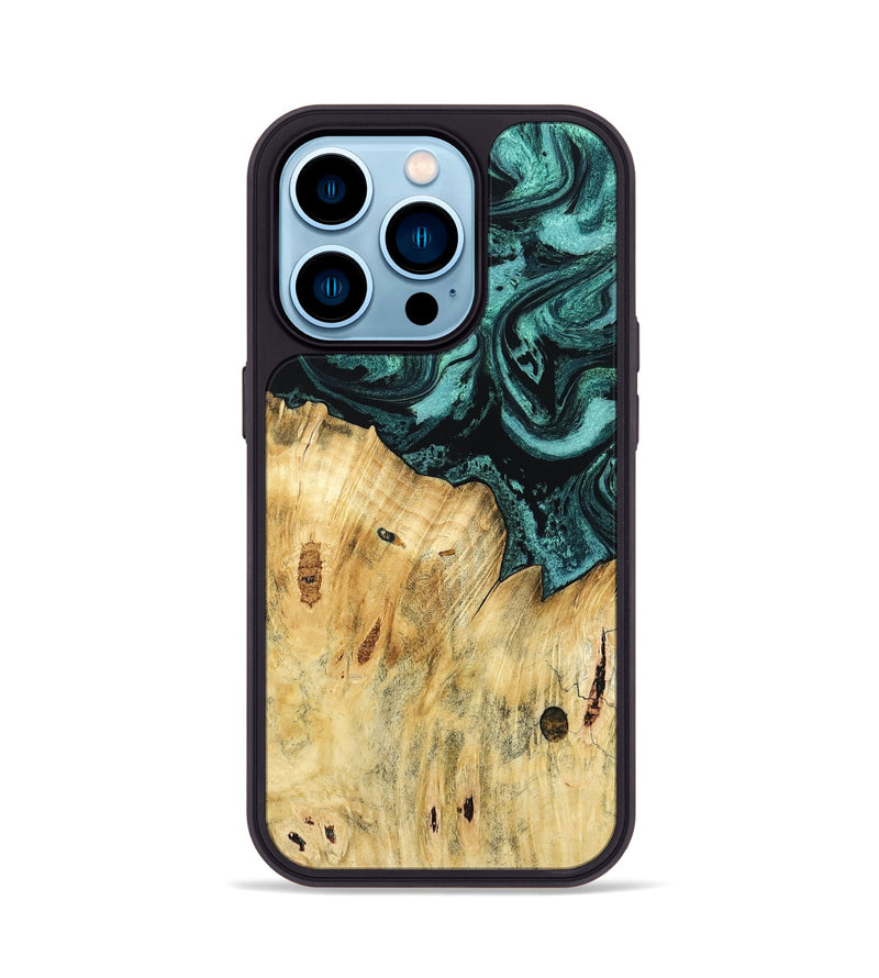 iPhone 14 Pro Wood Phone Case - Novalee (Green, 802363)