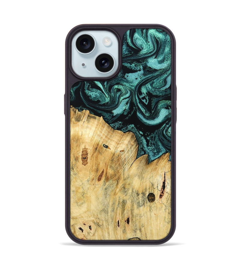 iPhone 15 Wood Phone Case - Novalee (Green, 802363)