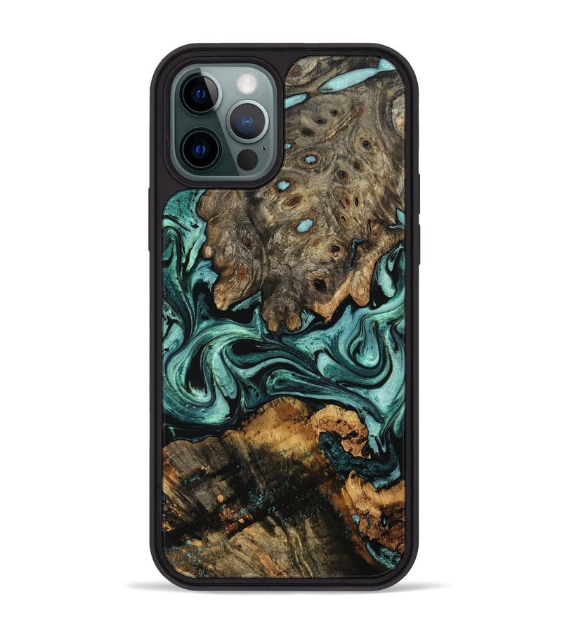 iPhone 12 Pro Max Wood Phone Case - Alia (Green, 802366)