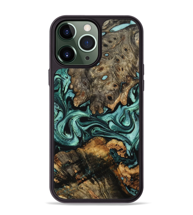 iPhone 13 Pro Max Wood Phone Case - Alia (Green, 802366)