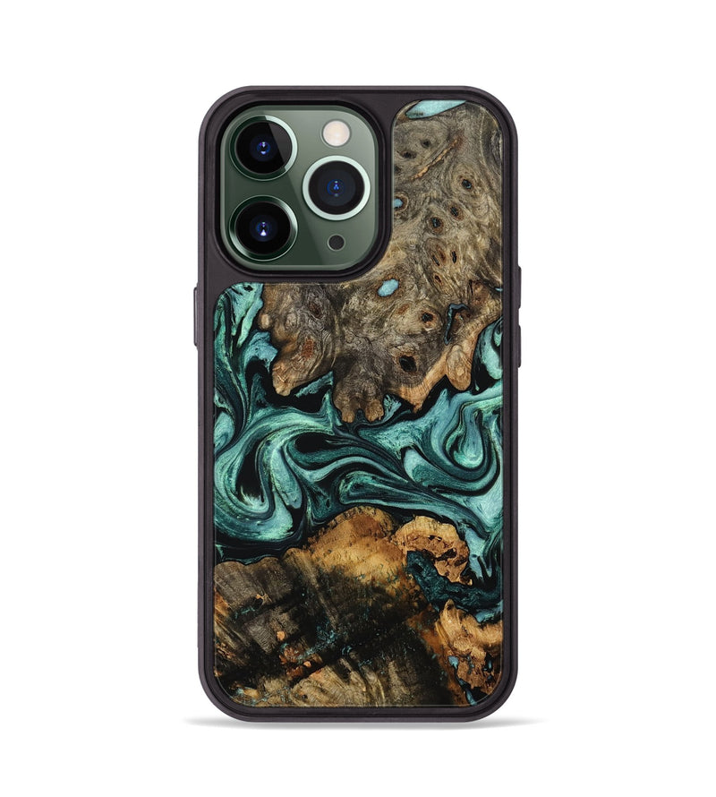 iPhone 13 Pro Wood Phone Case - Alia (Green, 802366)
