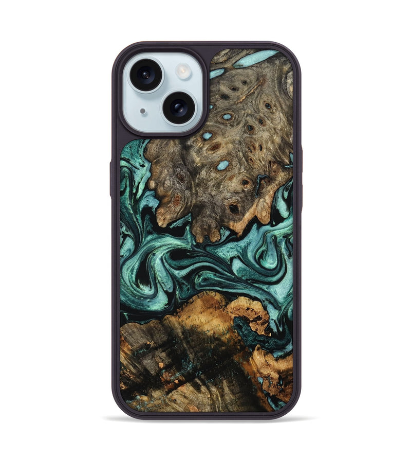 iPhone 15 Wood Phone Case - Alia (Green, 802366)