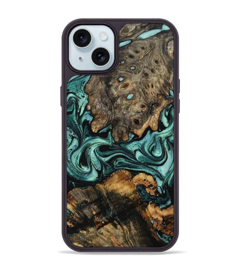 iPhone 15 Plus Wood Phone Case - Alia (Green, 802366)