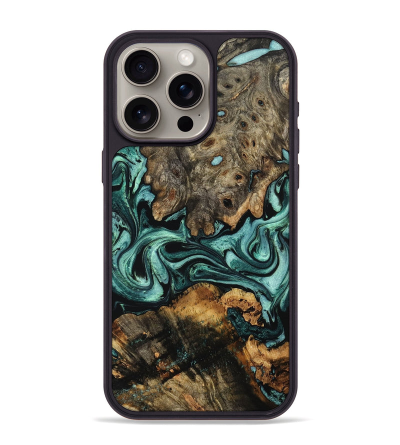 iPhone 15 Pro Max Wood Phone Case - Alia (Green, 802366)