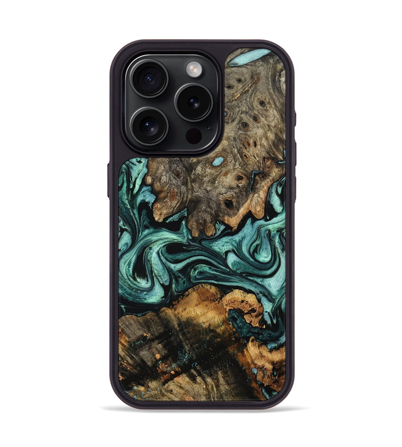 iPhone 15 Pro Wood Phone Case - Alia (Green, 802366)