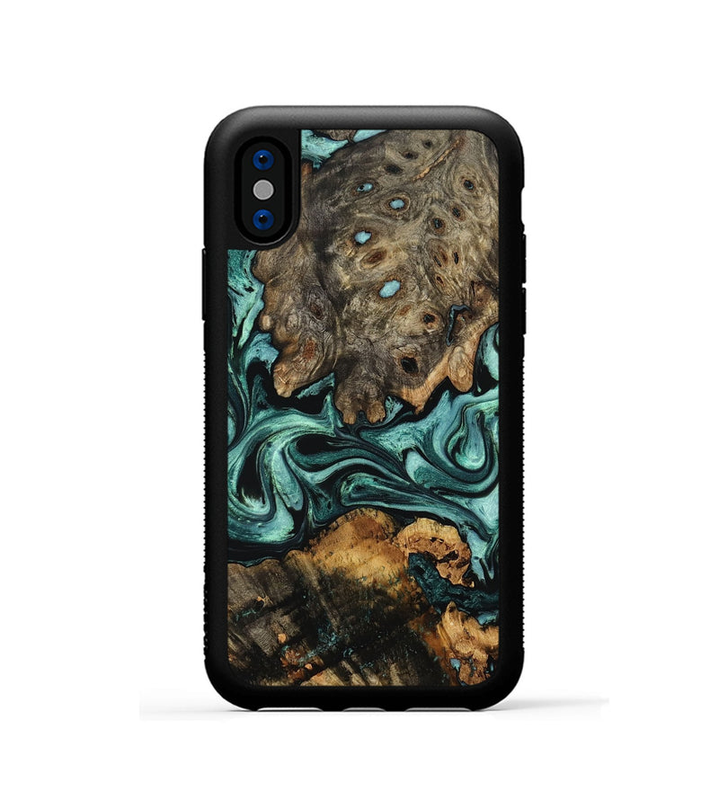 iPhone Xs Wood Phone Case - Alia (Green, 802366)