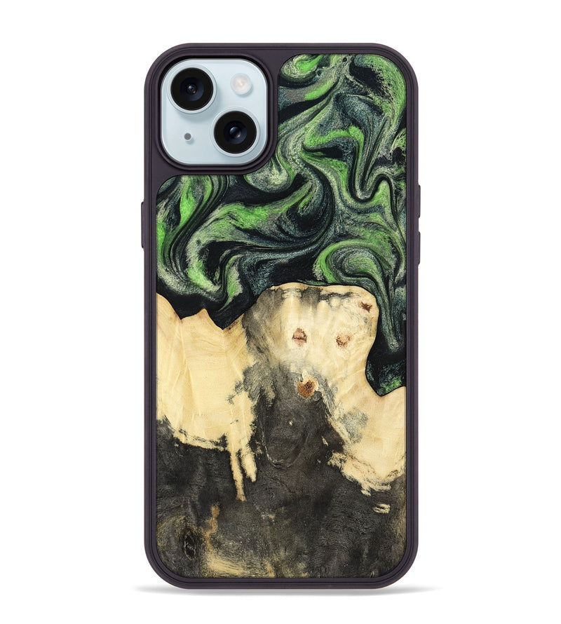 iPhone 15 Plus Wood Phone Case - Emerie (Green, 802367)