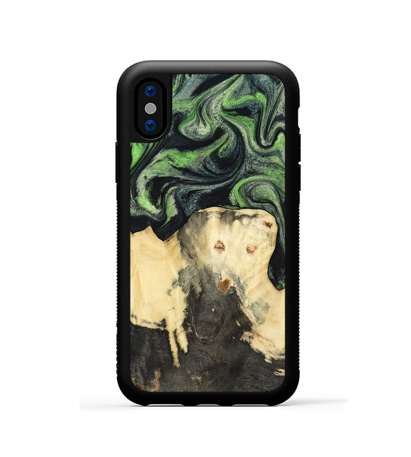 iPhone Xs Wood Phone Case - Emerie (Green, 802367)