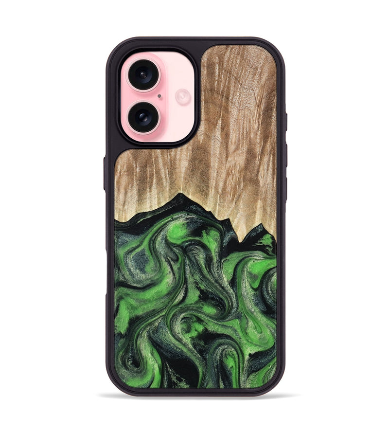 iPhone 16 Wood Phone Case - Avery (Green, 802368)