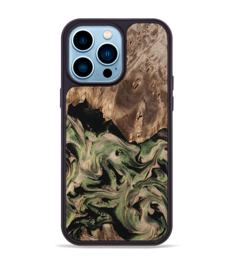 iPhone 14 Pro Max Wood Phone Case - Ora (Green, 802372)