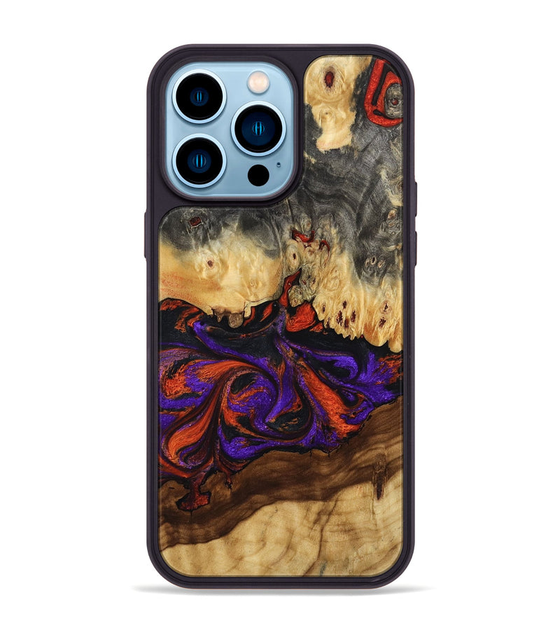 iPhone 14 Pro Max Wood Phone Case - Claud (Red, 802382)