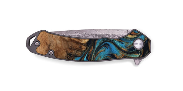 EDC Wood Pocket Knife - Dian (Teal & Gold, 802400)